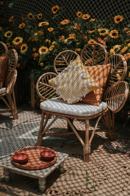 Lounge and Backdrop — Haldi decor — Alila Diwa Goa